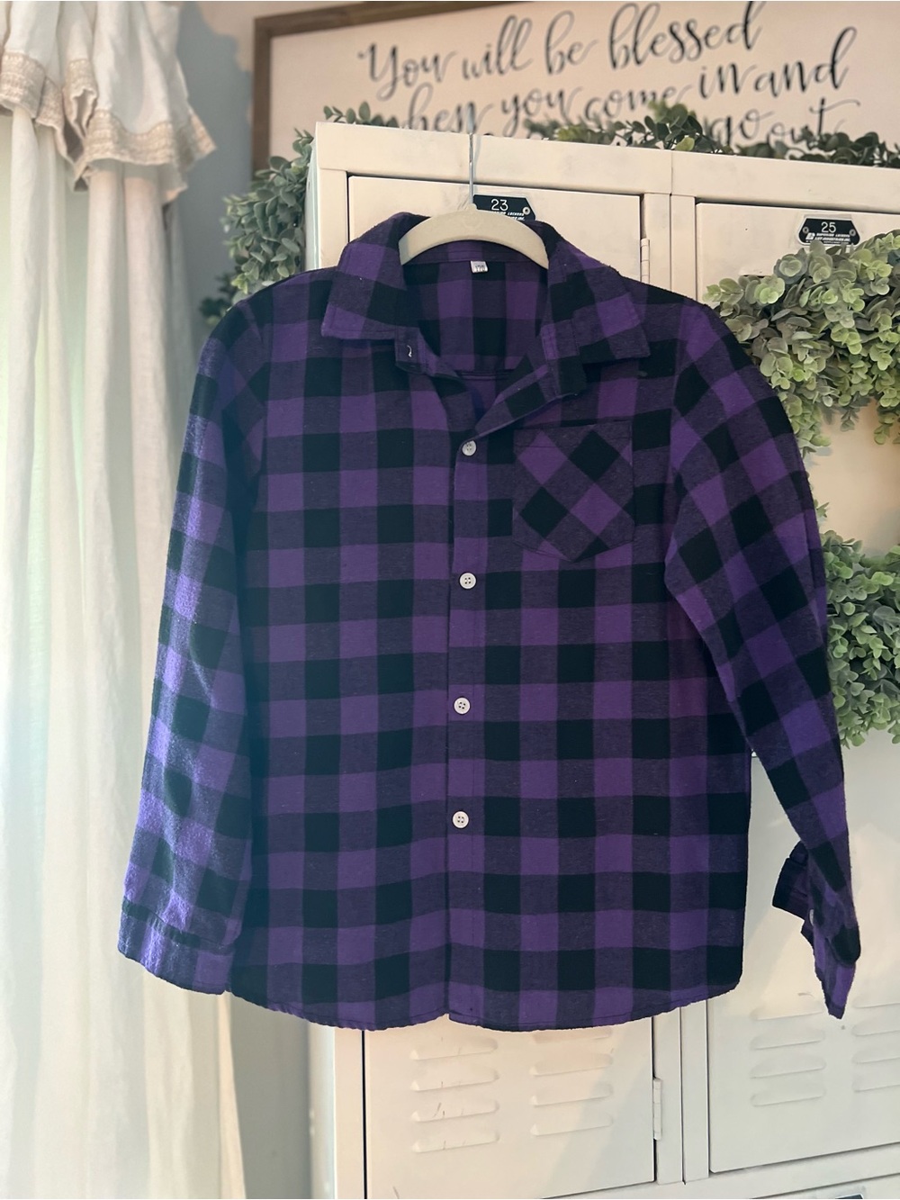 Purple Plaid Flannel Shirt - Classic Button-Up